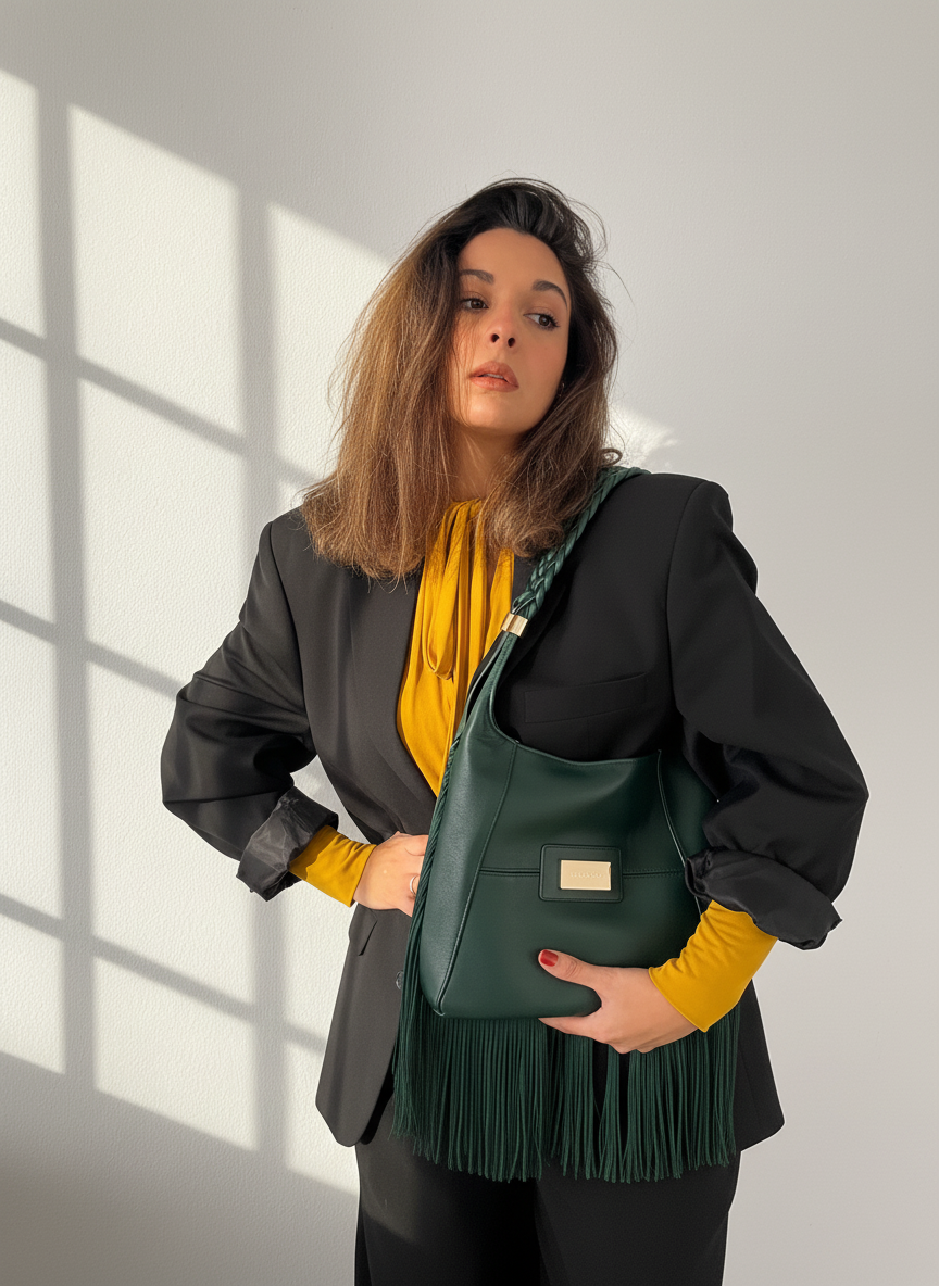 Bolso Andara Verde en piel genuina de cordero