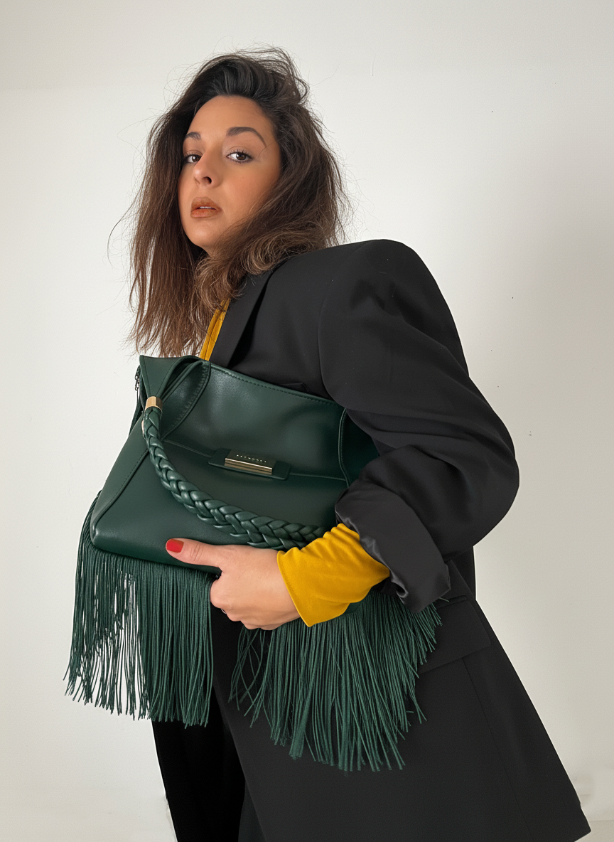 Bolso Andara Verde en piel genuina de cordero