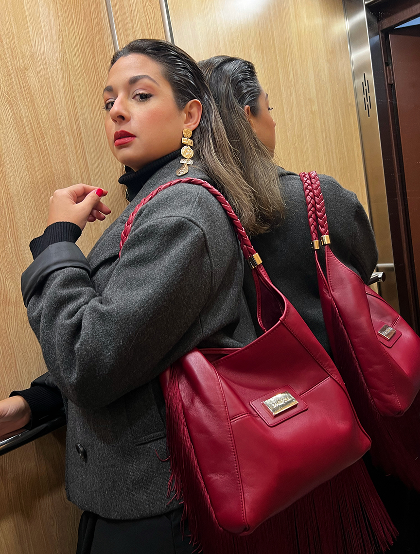 Bolso Andara Rojo en piel genuina de cordero