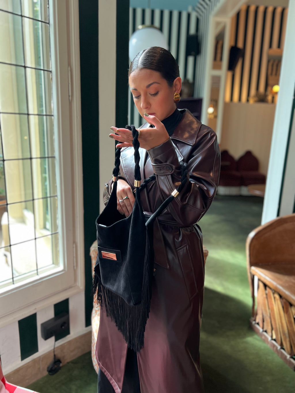 Bolso Andara Negro en Serraje