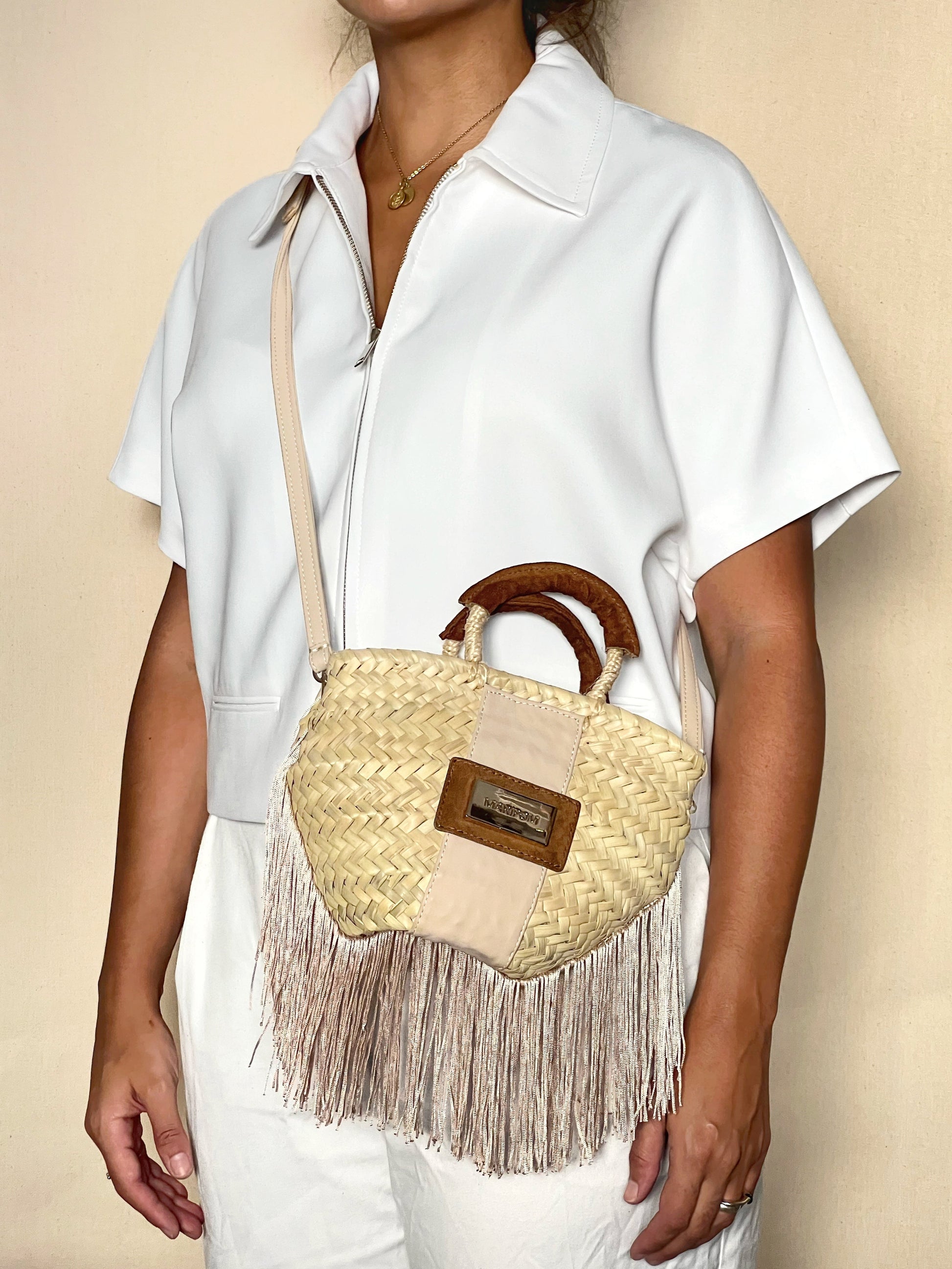 Bolso Bailoa pequeño Beige – Palma y piel