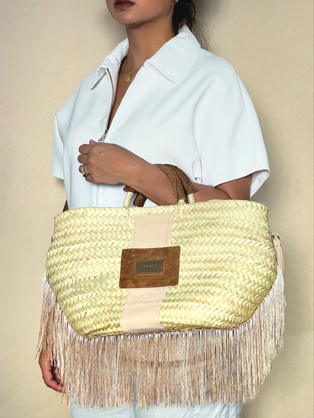 Bolso Bailoa grande Beige – Palma y piel